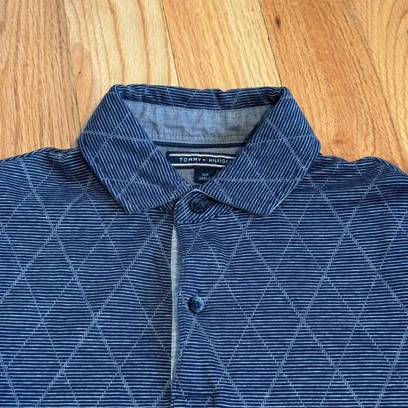 Tommy Hilfiger Dark Blue Polo with Diamond Design - Picture 3 of 6